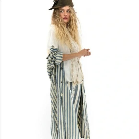 Magnolia Pearl WELLS BIG HICKORY Stripe Sanforized Smock Denim Jacket NWT - Picture 2 of 10